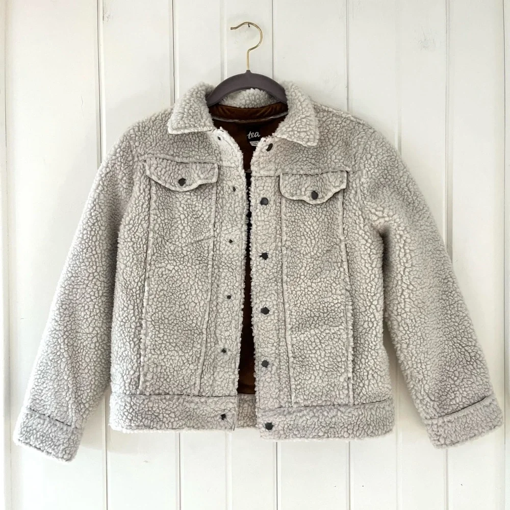 Tea Cream Sherpa Trucker Jacket, Sz XL (12-14)